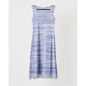 NEW KSENIASCHNAIDER women's melange knit dress with fringe in blue/white